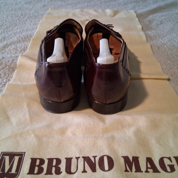 Bruno Magli Burgundy Verve Leather Tassel Slip-Ons Made In Italy - Picture 4 of 8